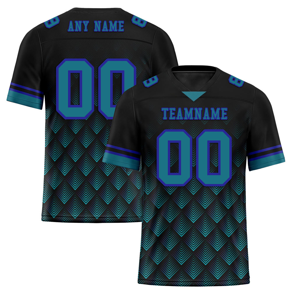 Custom Black 3D Pattern Aqua Personalized Authentic Football Jersey FBJ02-bc0faec