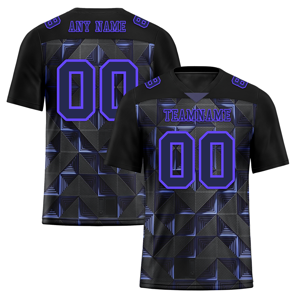 Custom Black 3D Pattern Purple Personalized Authentic Football Jersey FBJ02-bc0faef
