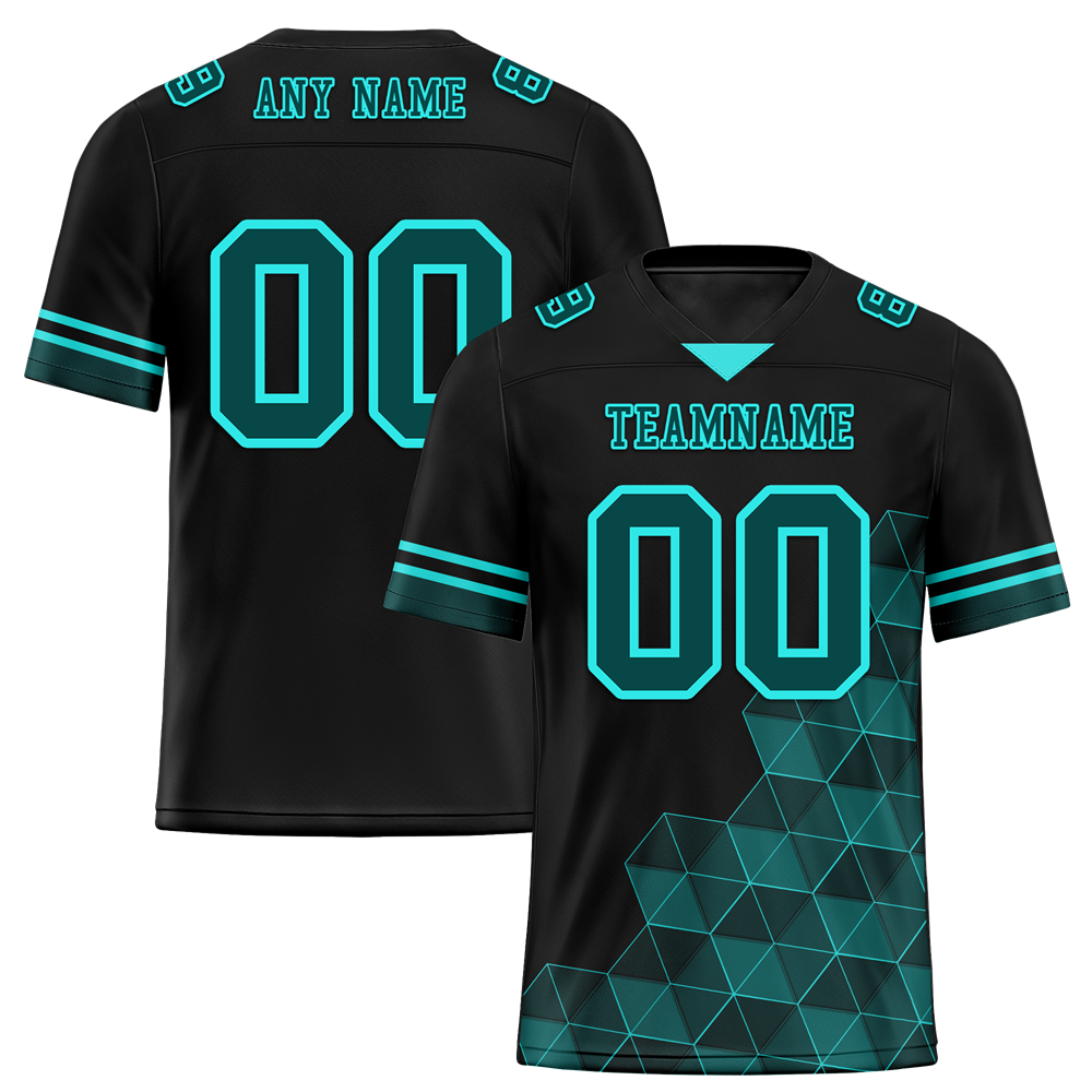 Custom Black 3D Pattern Aqua Personalized Authentic Football Jersey FBJ02-bc0fae8