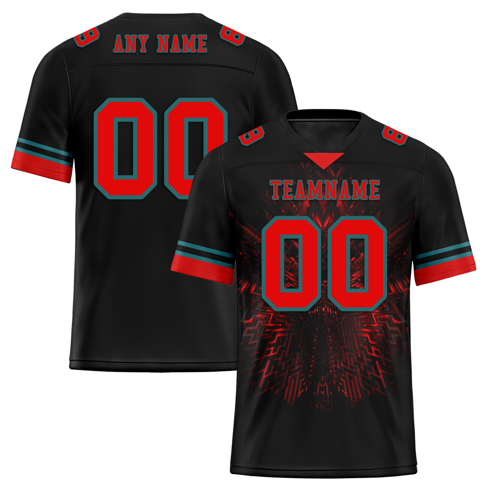 Custom Black 3D Pattern Red Personalized Authentic Football Jersey FBJ02-bc0faf0