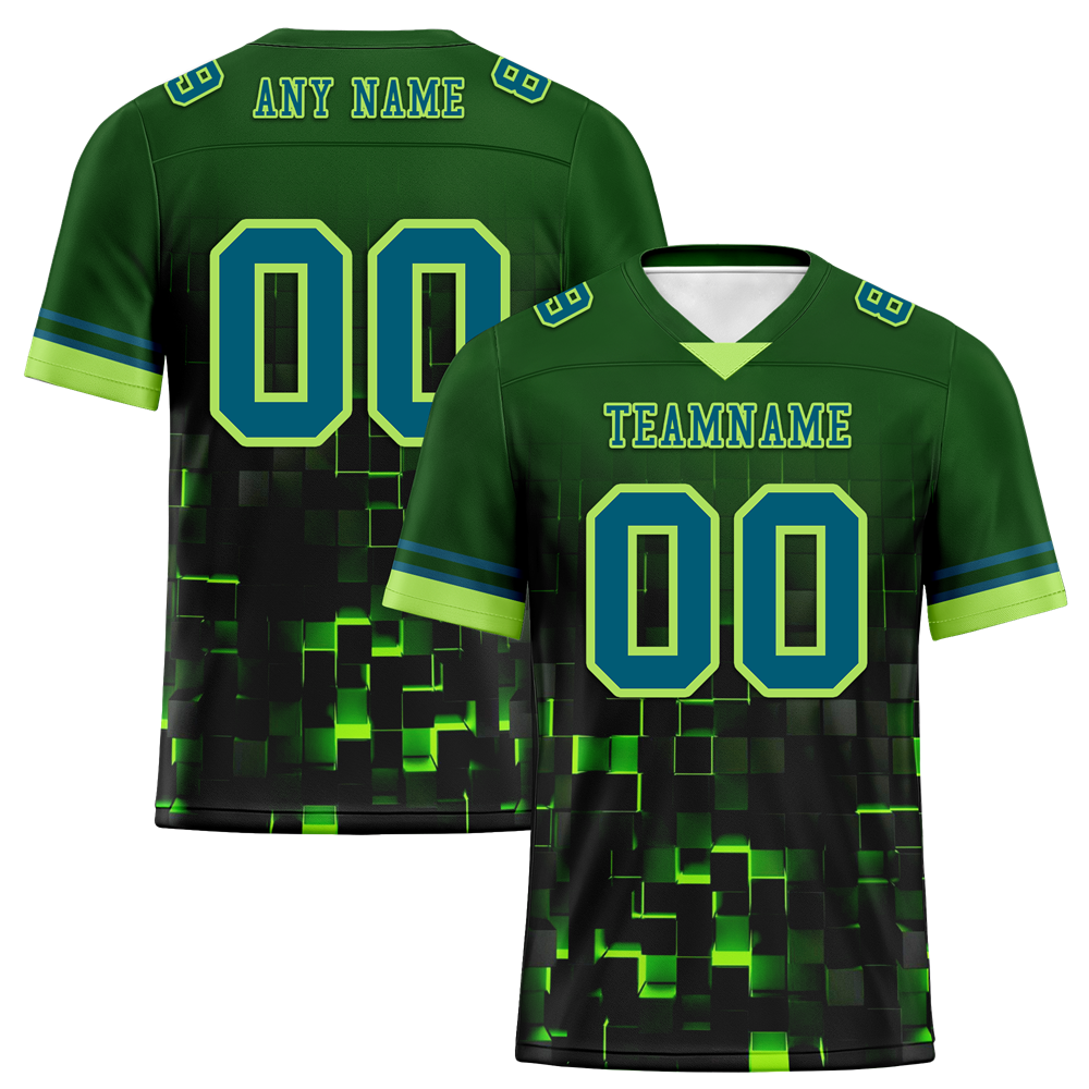 Custom Green 3D Pattern Blue Personalized Authentic Football Jersey FBJ02-bc0fafc