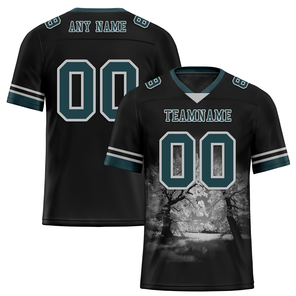 Custom Black 3D Pattern Aqua Personalized Authentic Football Jersey FBJ02-bc0fafd