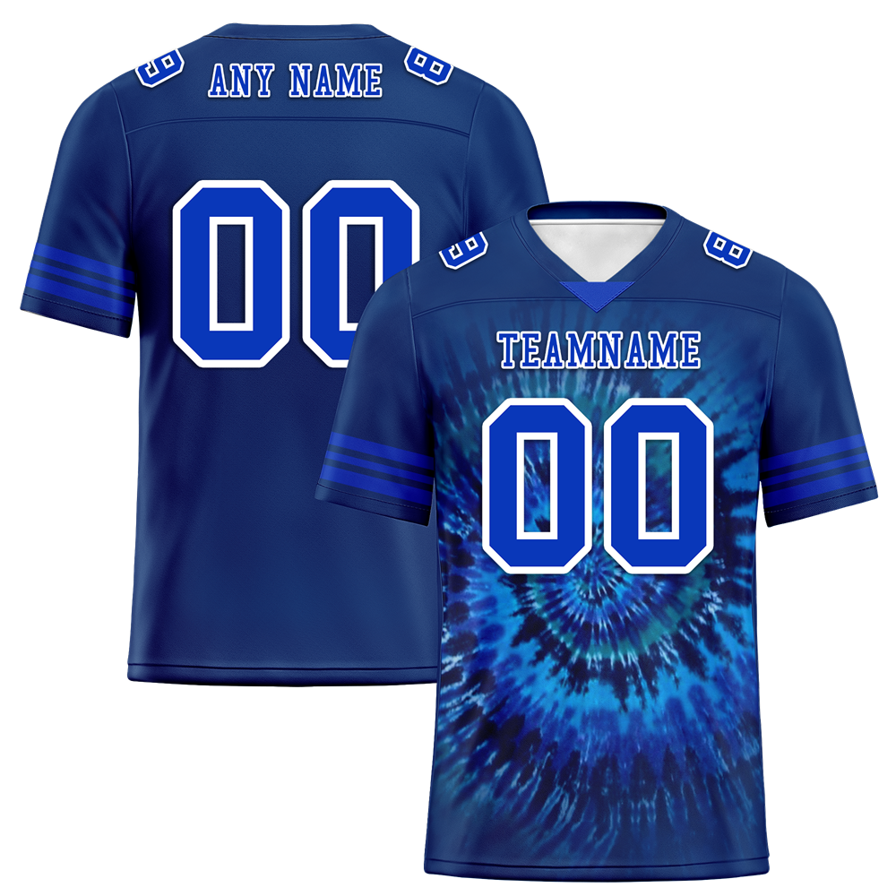Custom Blue Tie Dye Blue Personalized Authentic Football Jersey FBJ02-bc0fa7b