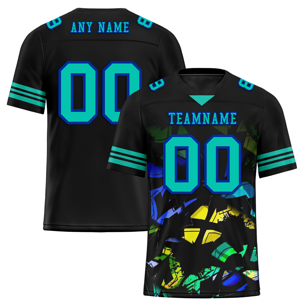 Custom Black Tie Dye Aqua Personalized Authentic Football Jersey FBJ02-bc0fa7f