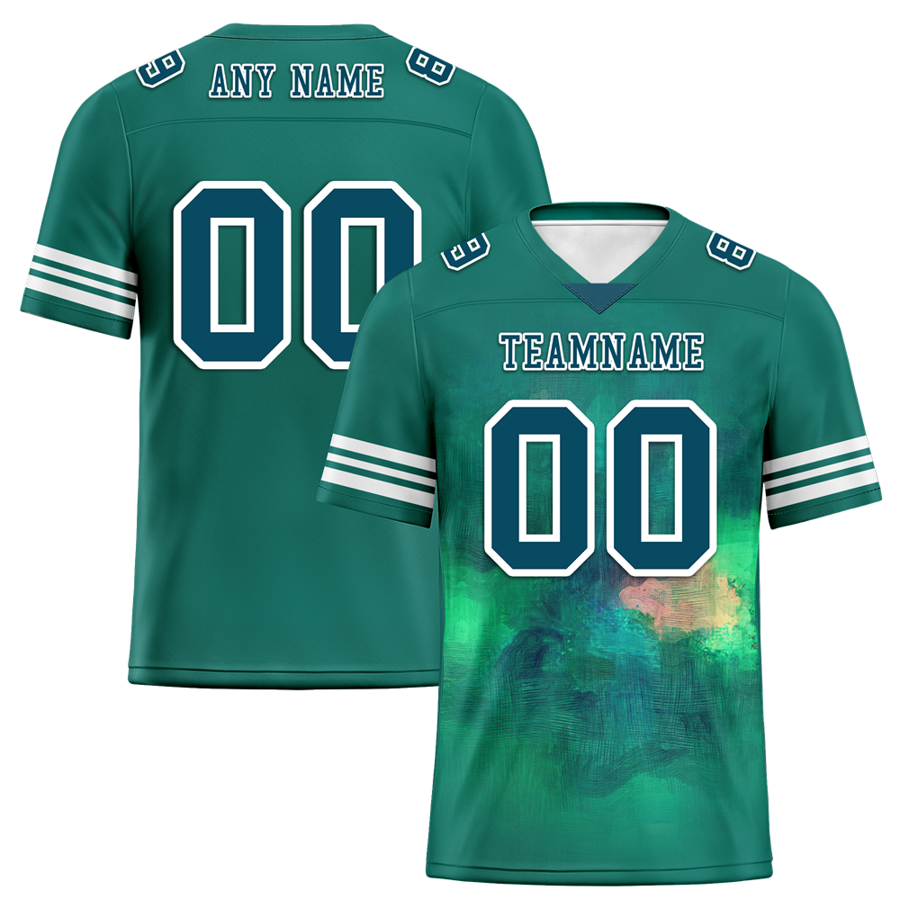 Custom Green Tie Dye Aqua Personalized Authentic Football Jersey FBJ02-bc0fa79