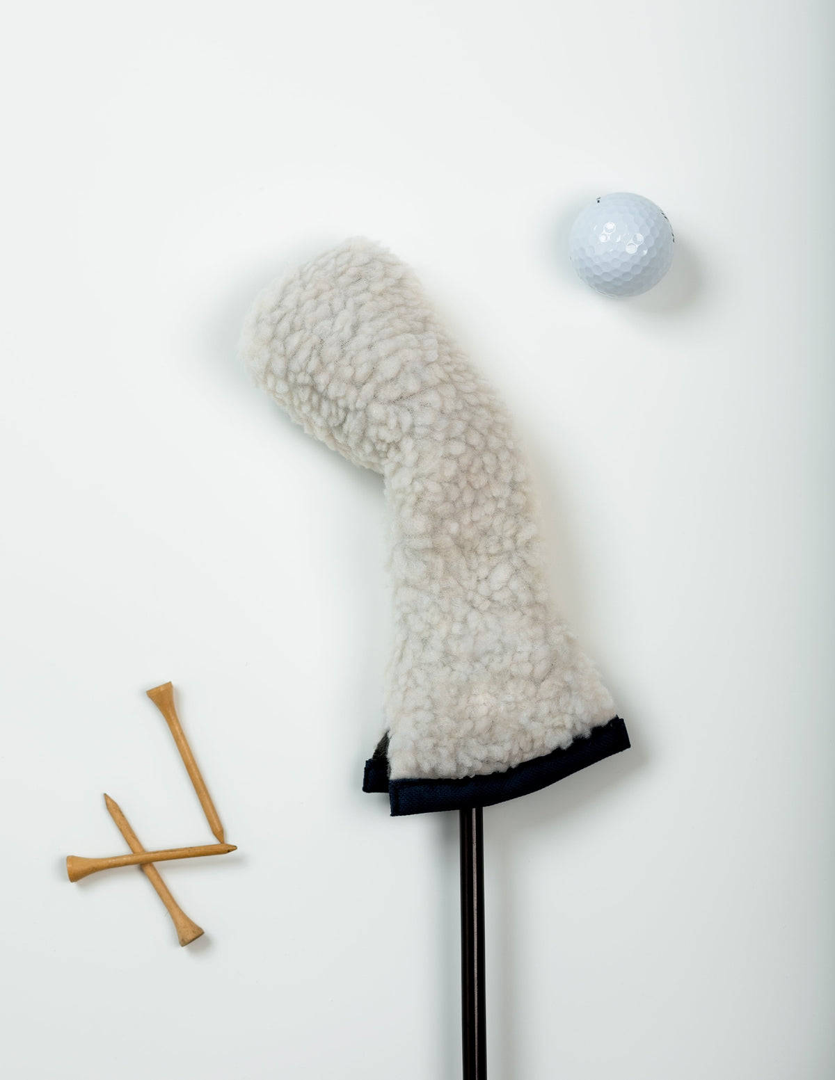 Cream Sherpa Hybrid Headcover w/ Navy Trim - Just4Golf