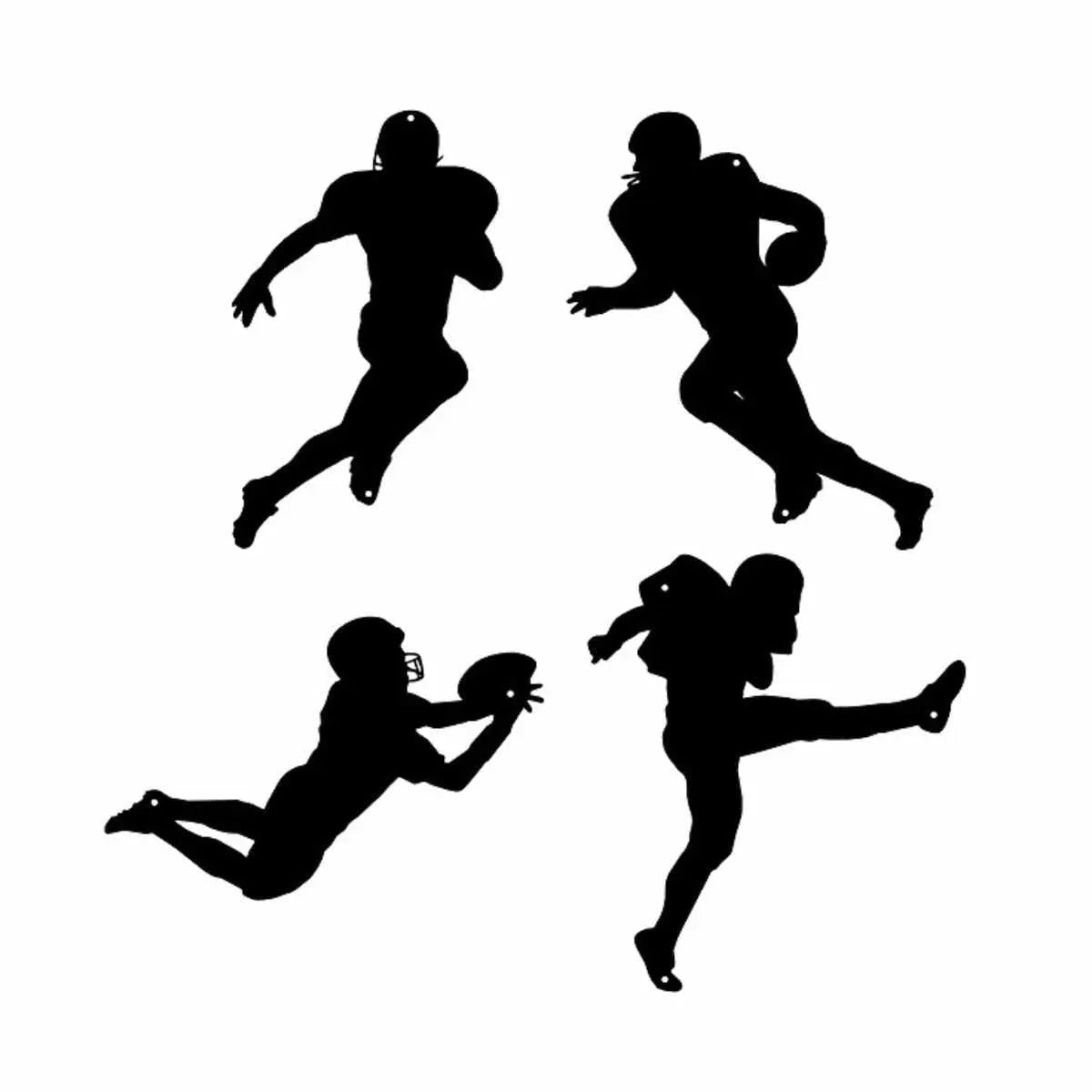 Football Player Sport Silhouettes Wall Art - Singles or Sets