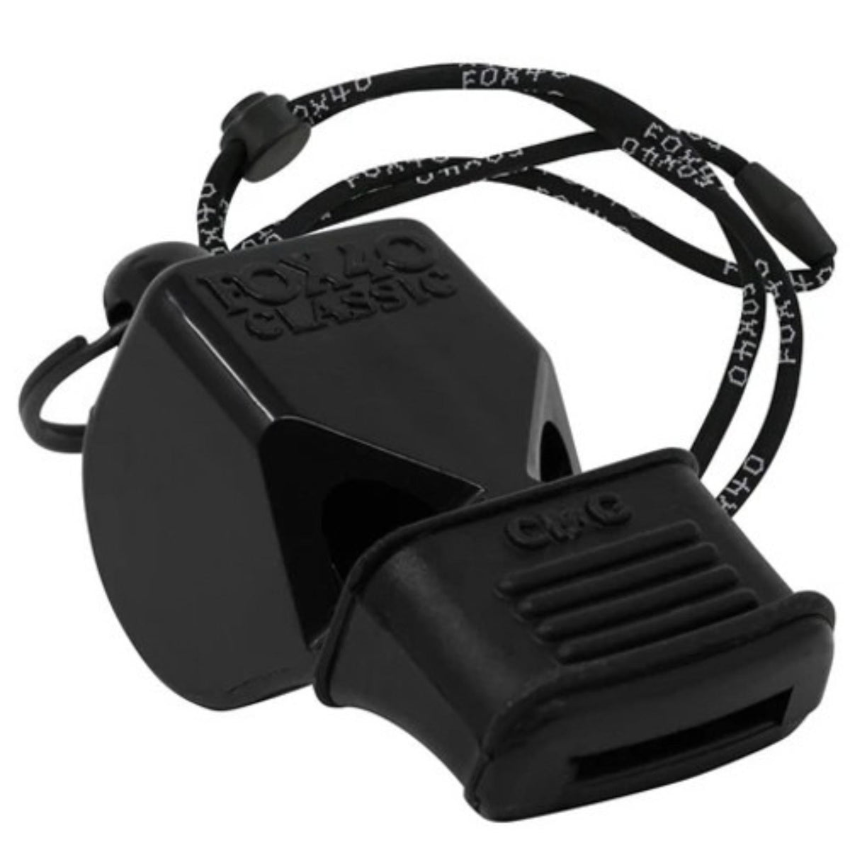 Safety whistle with attached breakaway lanyard, designed for loud, clear signaling during sports, training, or emergency situations.