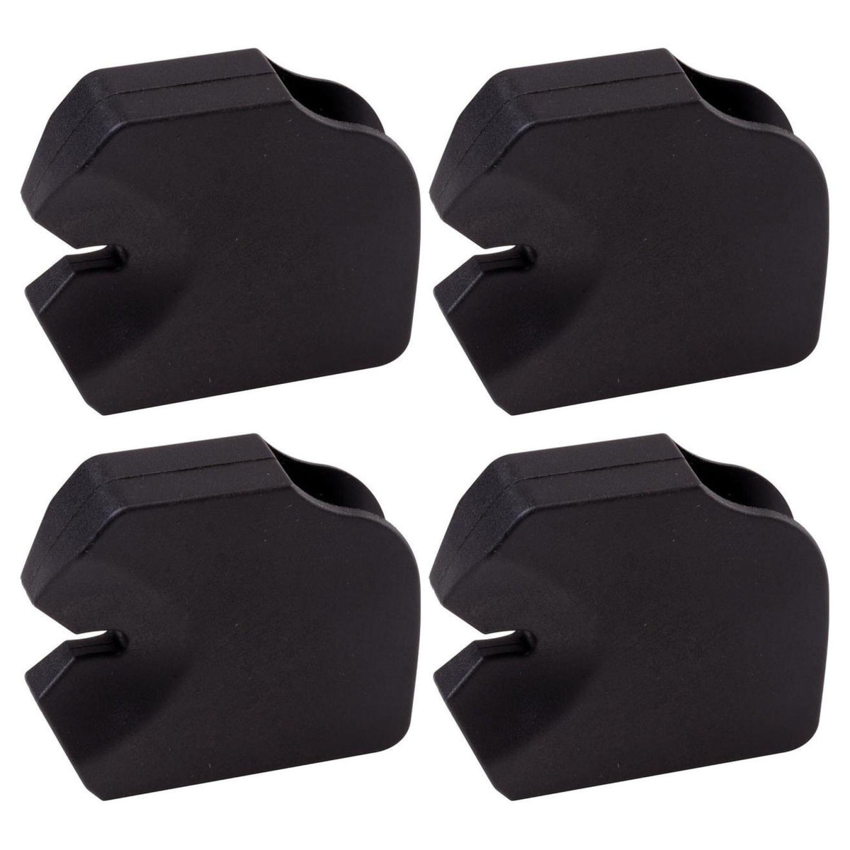 Set of four V-shaped shoulder adaptors designed to attach to equipment for added support and secure positioning.