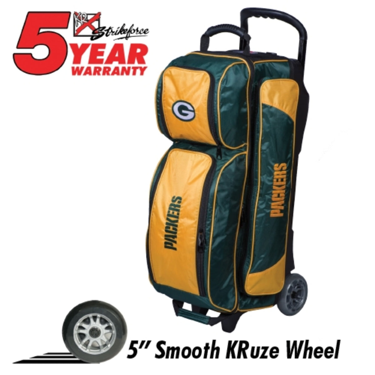 KR Green Bay Packers 3 Ball Premium Triple Roller NFL Bowling Bag