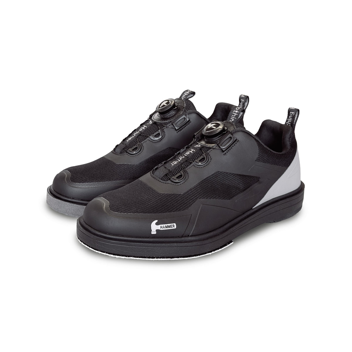 Hammer Vibe Black/Grey Mens Bowling Shoes - Right Hand Medium - Hammer Vibe Black-Grey 3qtr View Left 1600x1600