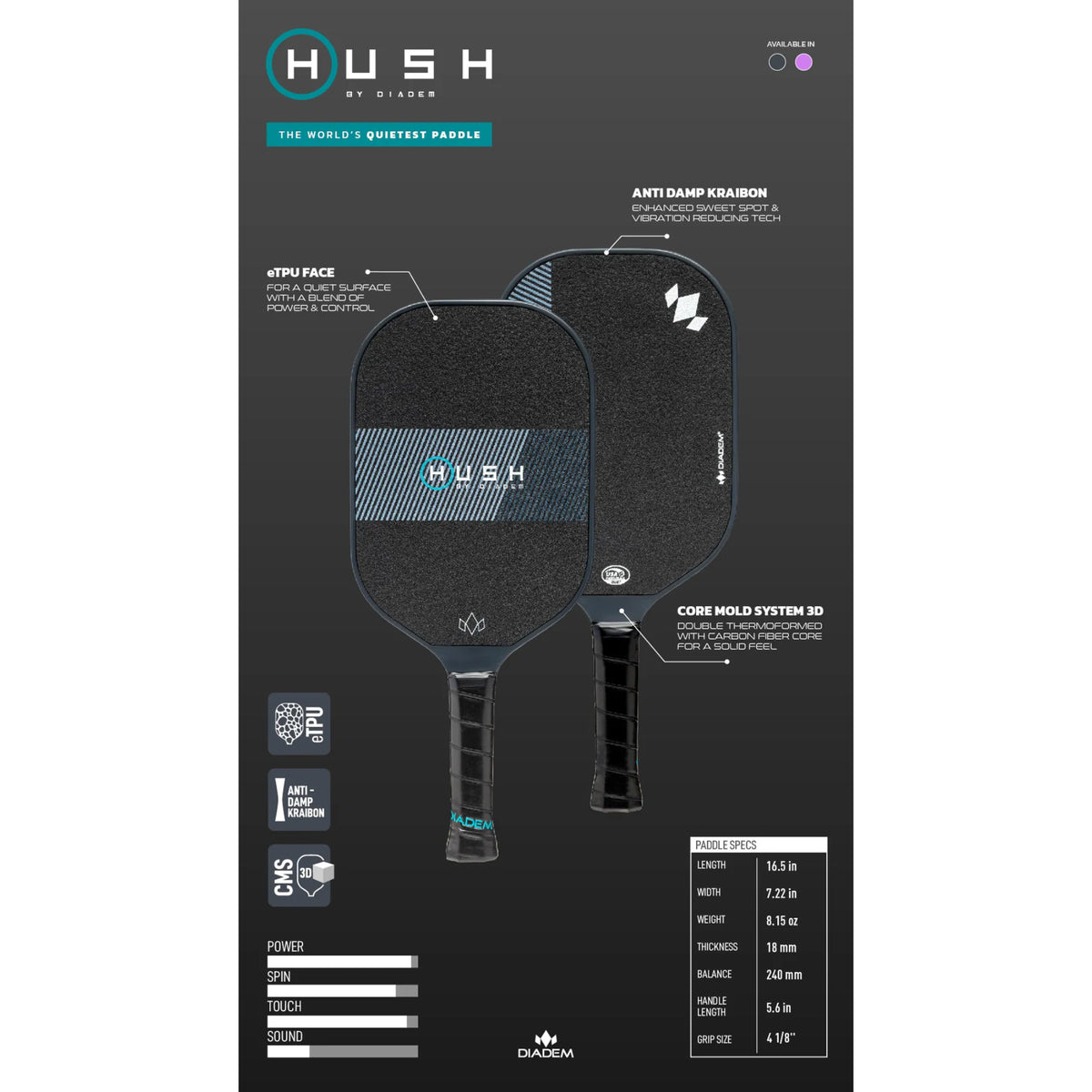 Diadem Hush Pickleball Paddle