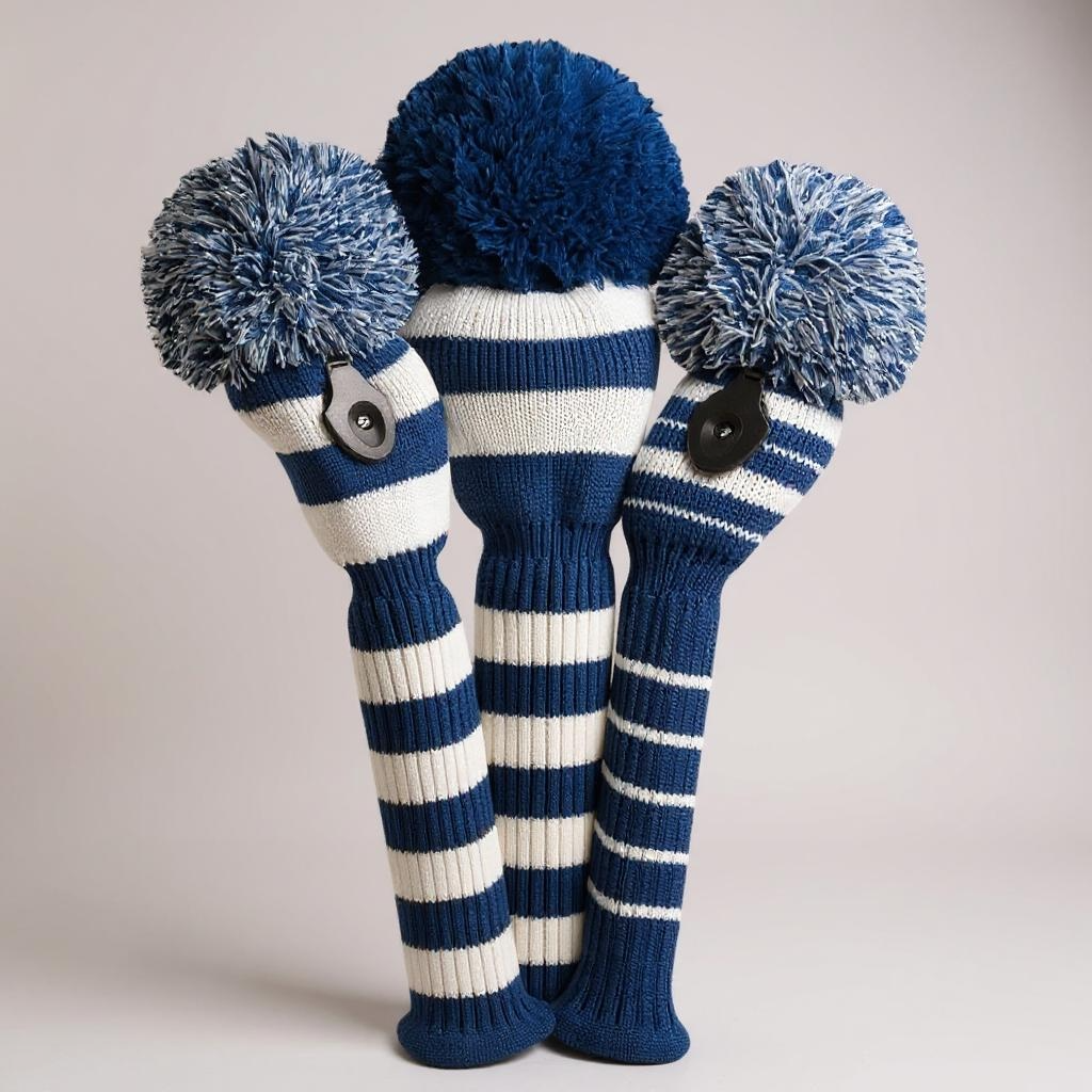 Navy & White Stripe Headcover Set - Just4Golf