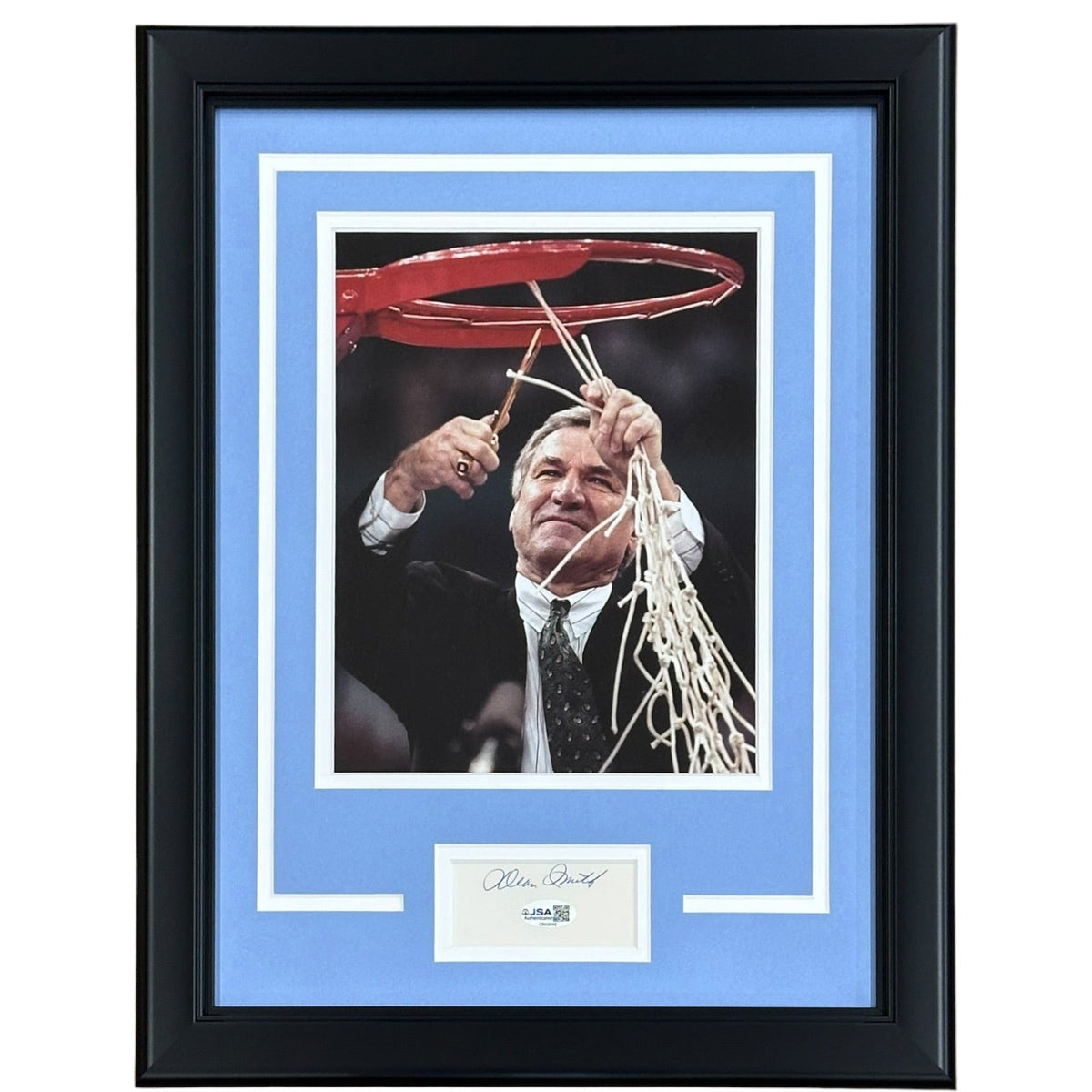 Dean Smith Autographed North Carolina Tar Heels (Cutting Nets) "Signature Series" Frame - JSA