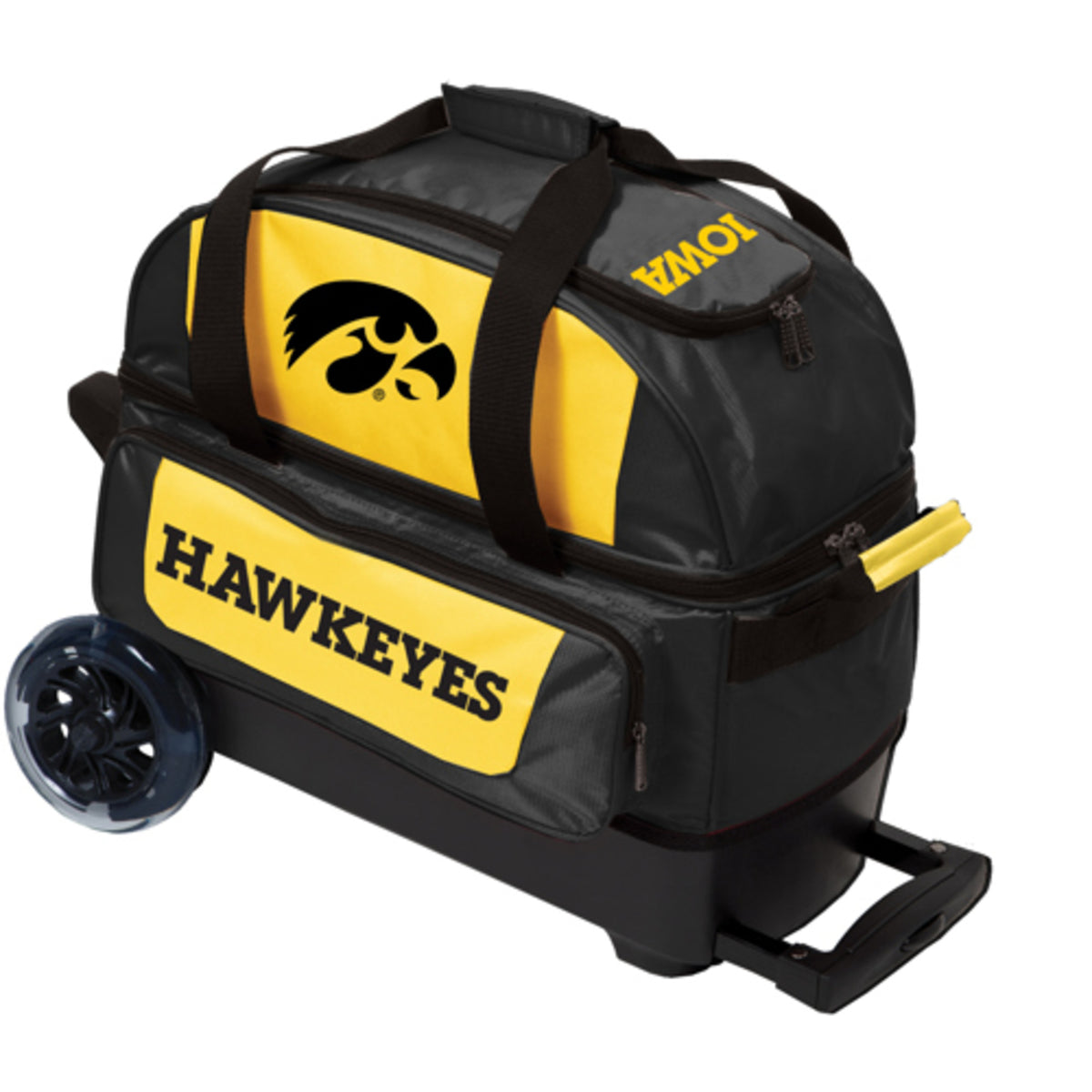 KR NCAA 2 Ball Double Roller Iowa Hawkeyes Bowling Bag