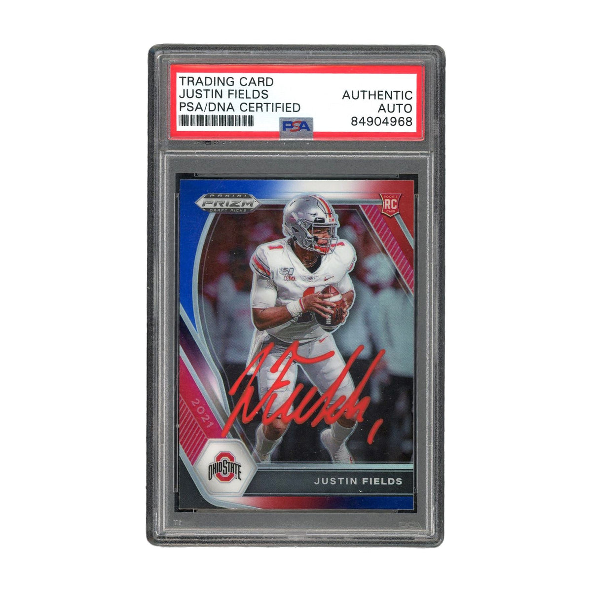 Justin Fields Autographed 2021 Panini Prizm (121) PSA Authentic Auto