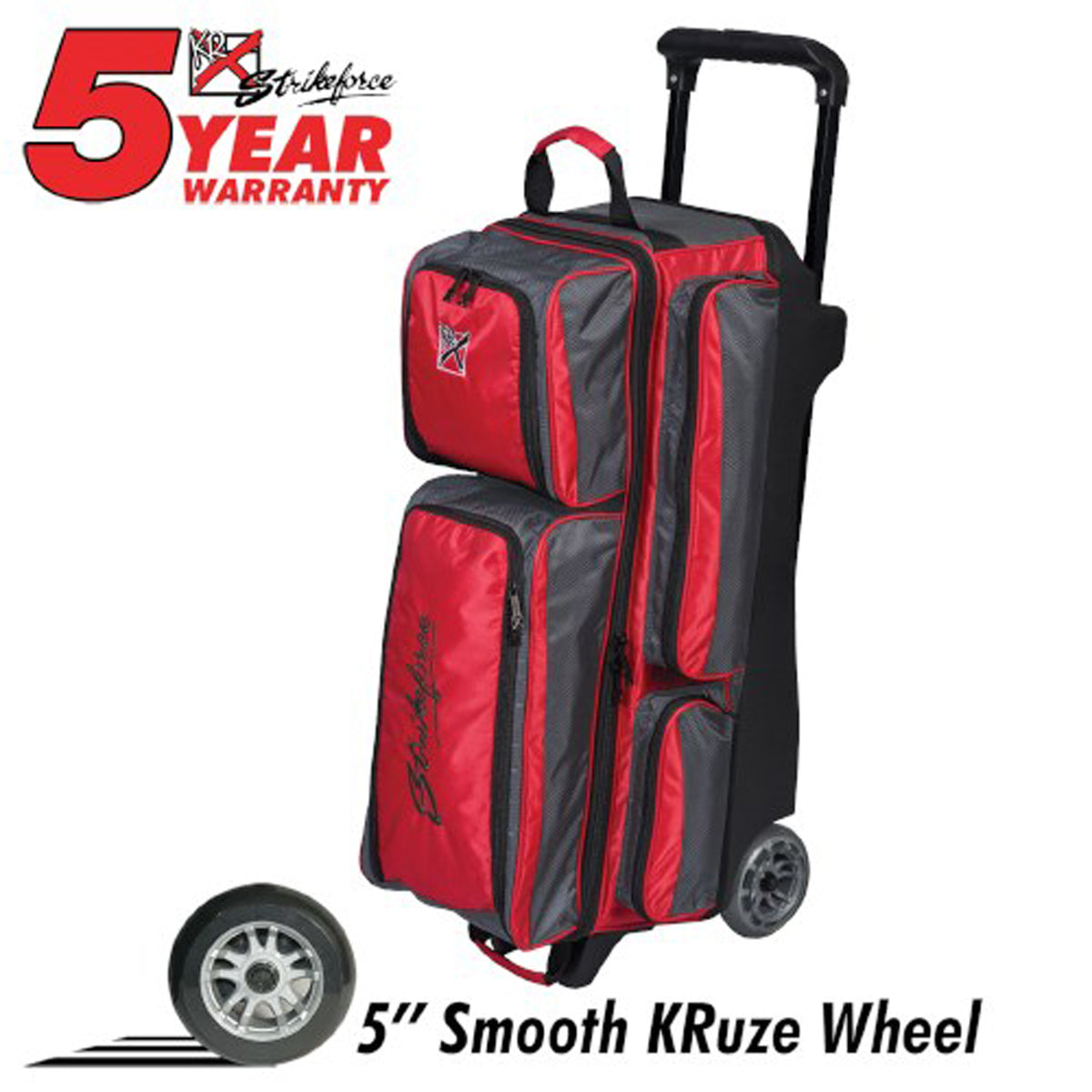 KR Strikeforce Konvoy 3 Ball Triple Roller Red Smoke Bowling Bag