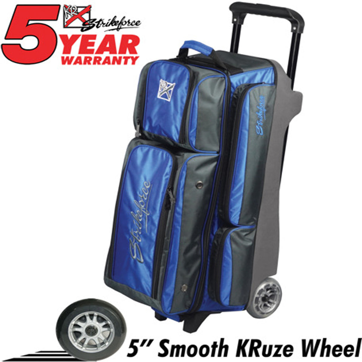 KR Strikeforce Konvoy 3 Ball Triple Roller Royal Smoke Bowling Bag