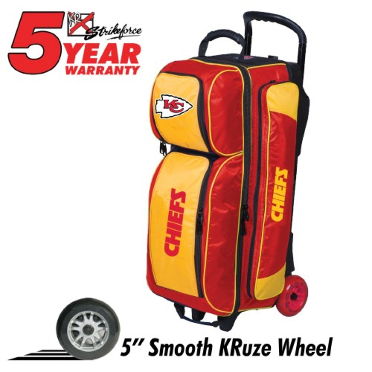 KR Kansas City Chiefs Premium 3 Ball Triple Roller NFL Bowling Bag