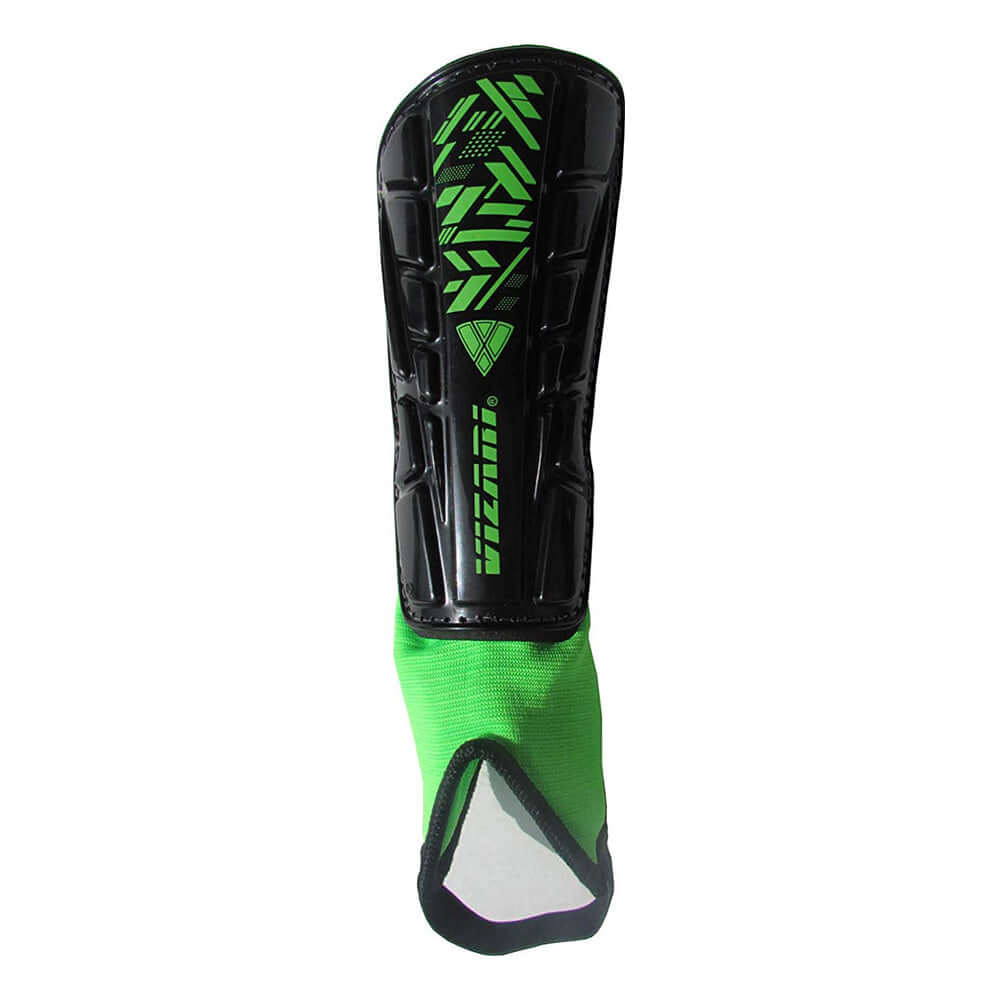 Vizari Malaga Soccer Shin Guards with Ankle Protection - Black/Neon Green