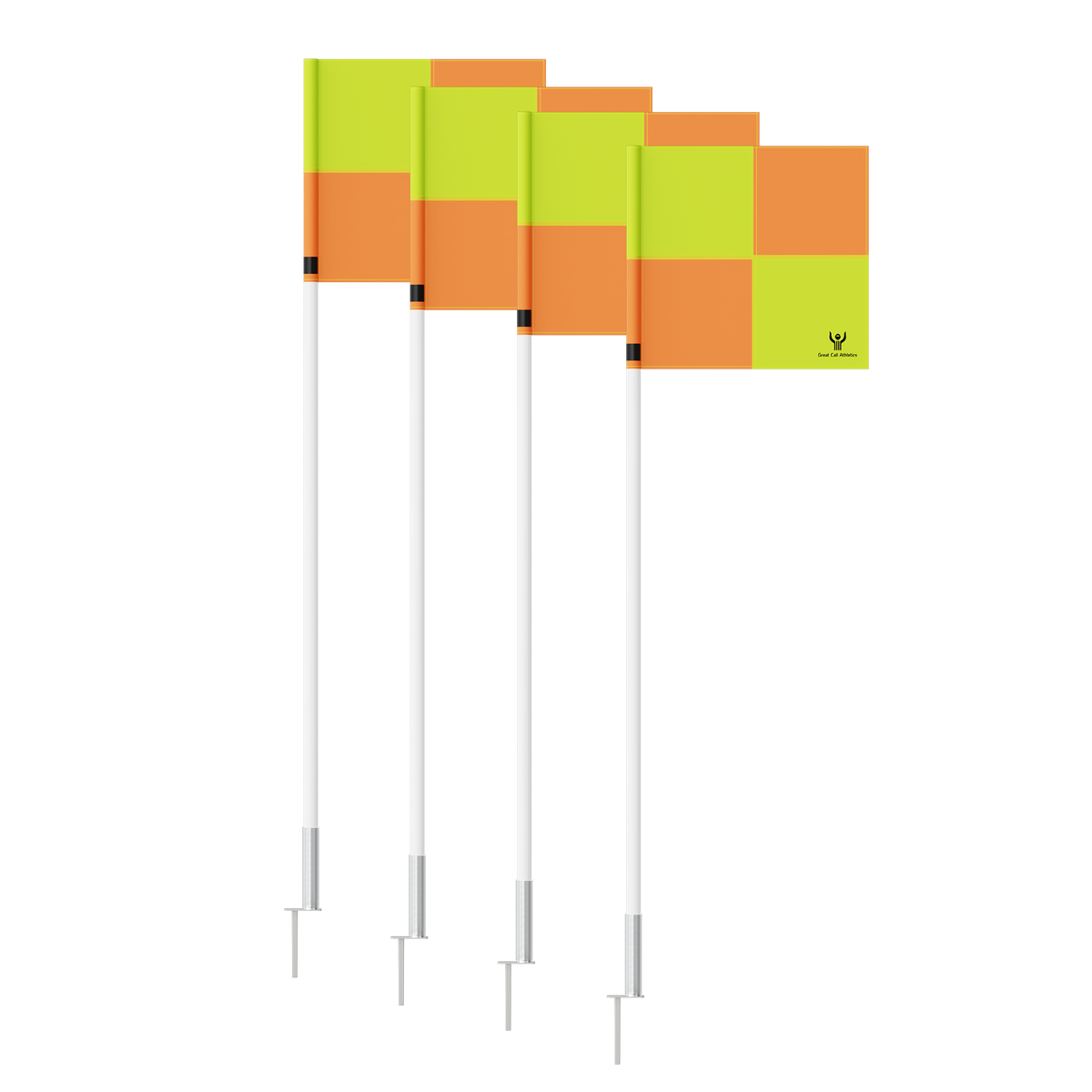 PRO Soccer Field Corner Flag Set of 4 Spike w/ Spring Yellow Orange - primary view