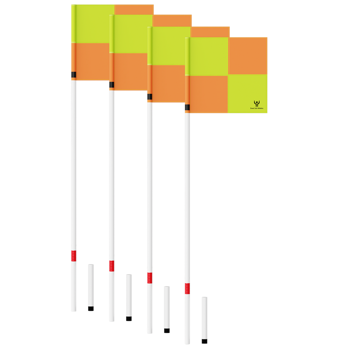 Spring Soccer Pro Field Corner Flag Set of 4 Yellow Orange Checkered Flags - primary view