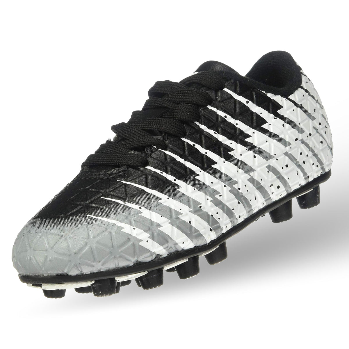 Vizari Sports Kids Firm Ground Soccer Cleats Black/White/Silver