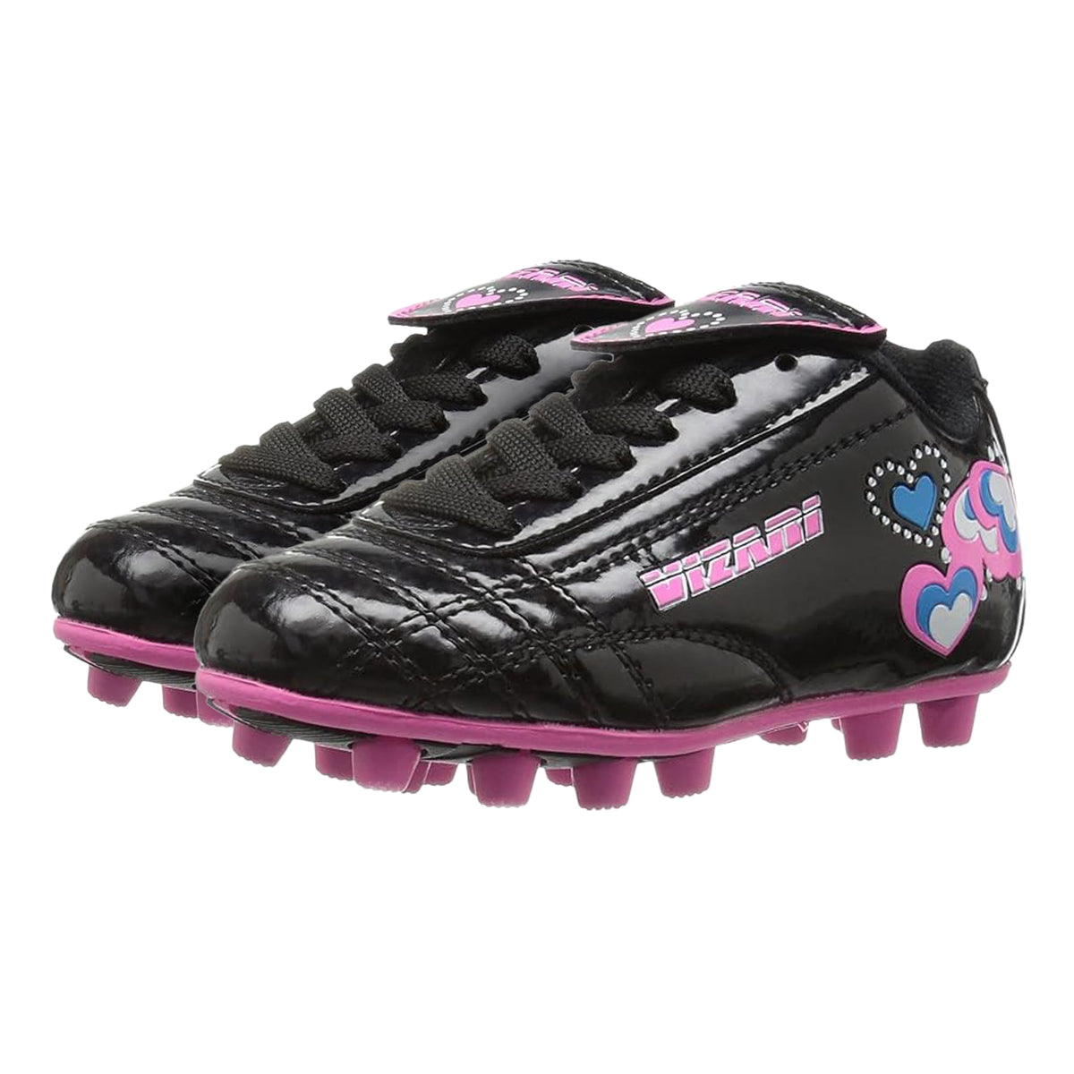 Vizari Shiny Retro Hearts Firm Ground Soccer Cleats– Black/Pink