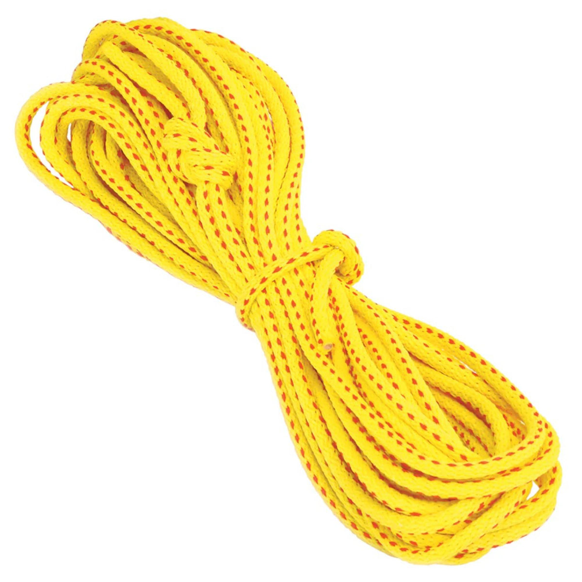 Coiled floating rope designed for marine use, suitable for rescue, towing, and general water safety applications.