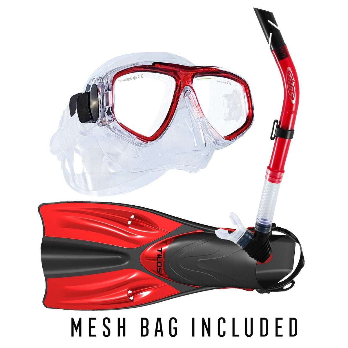 Tilos Fantasia Mask, Splash Semi-Dry Snorkel and Getaway Fins Set