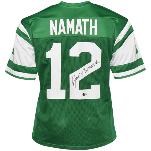 Joe Namath Autographed New York Jets (Green #12) Custom Jersey - Beckett