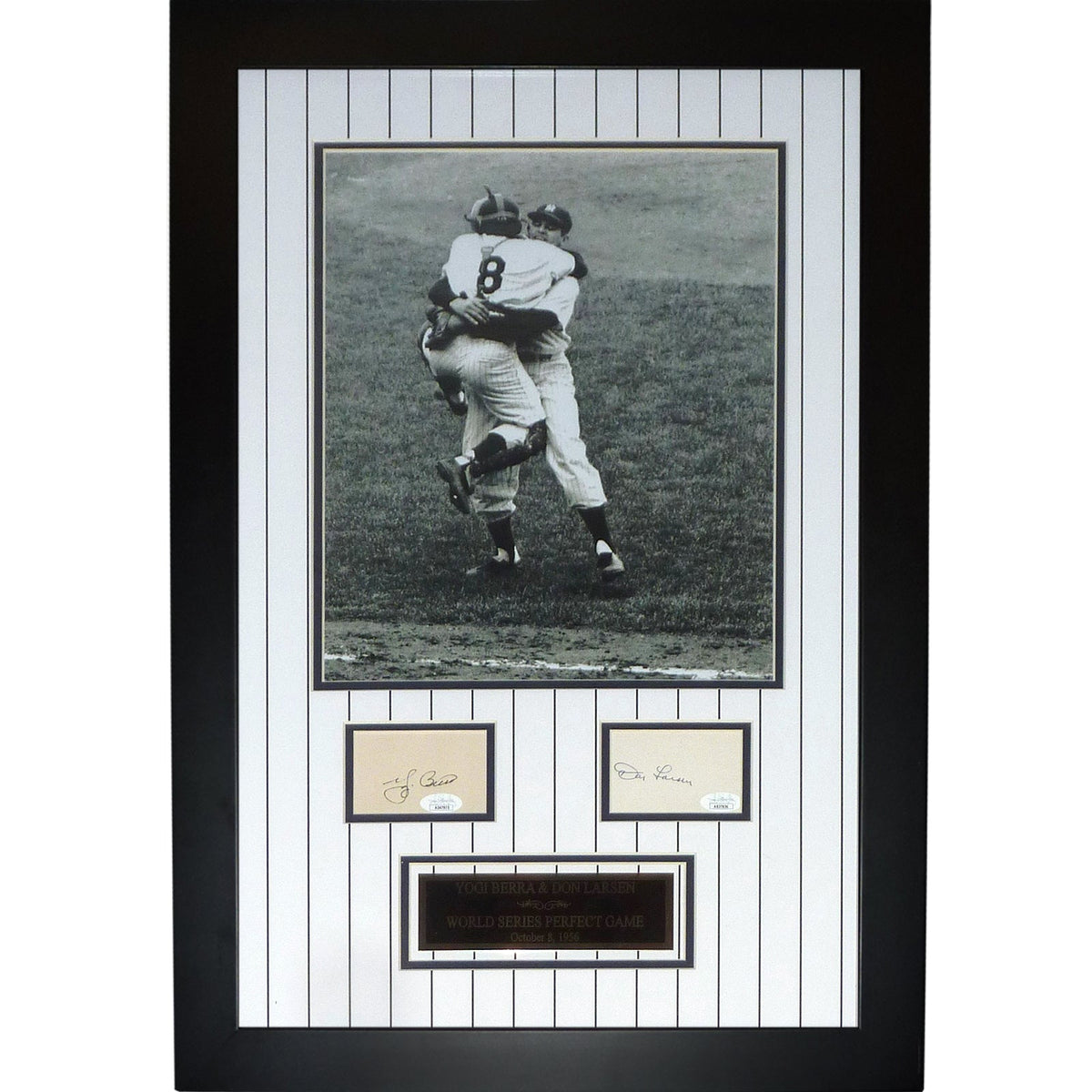 Yogi Berra And Don Larsen Autographed New York Yankees (WS Perfect Game) Deluxe Framed 11x14 Photo Piece - JSA