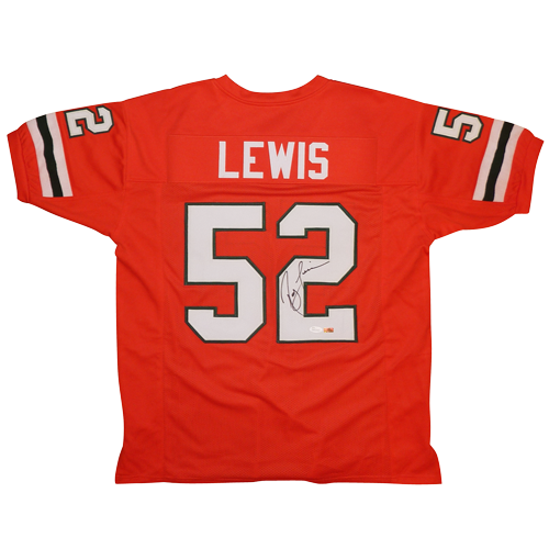 Ray Lewis Autographed Miami Hurricanes (Orange #52) Custom Jersey - JSA