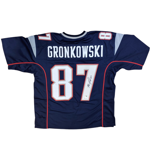 Rob Gronkowski Autographed New England Patriots (Blue #87) Custom Jersey - Gronk Holo