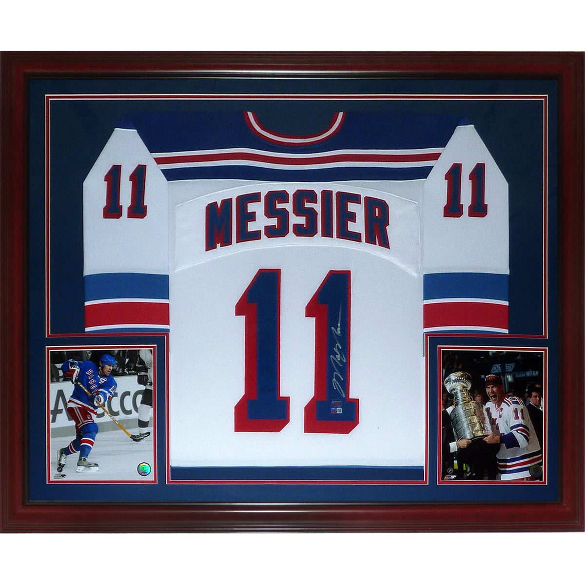 Mark Messier Autographed New York Rangers (White #11) Deluxe Framed Jersey - JSA
