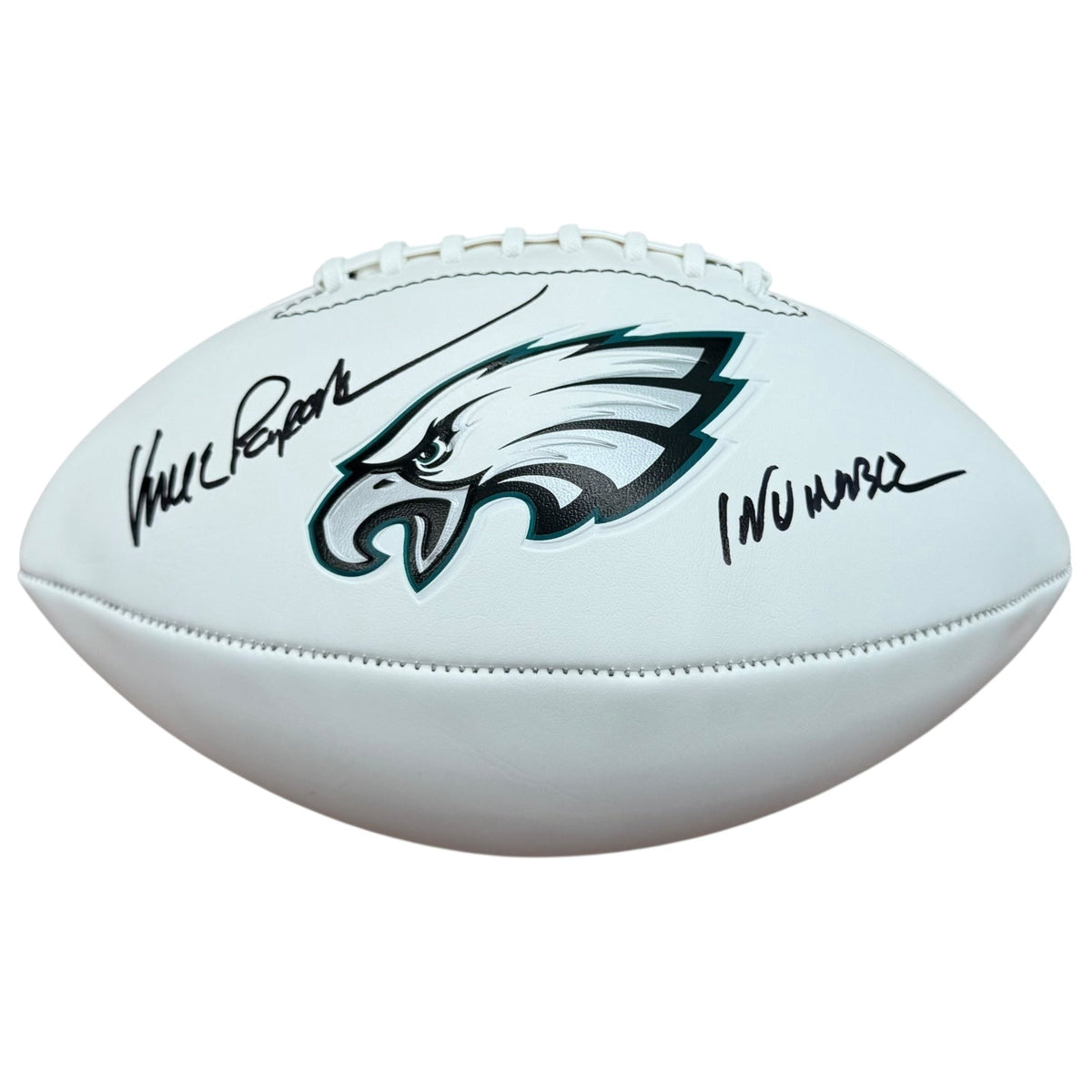 Vince Papale Autographed Philadelphia Eagles Logo Football w/ Invincible Inscription - JSA