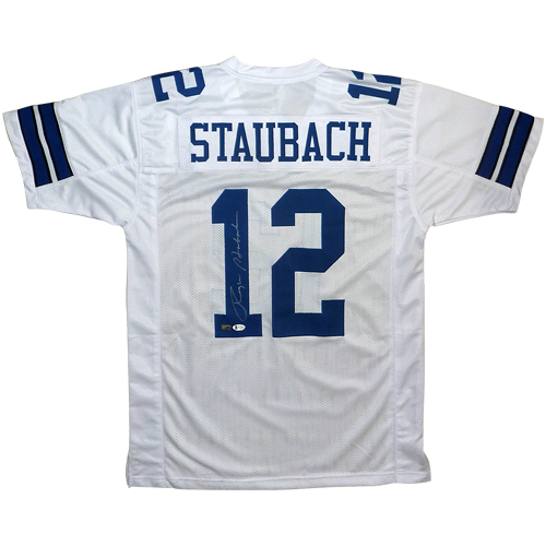 Roger Staubach Autographed Dallas Cowboys (White #12) Custom Jersey - Beckett