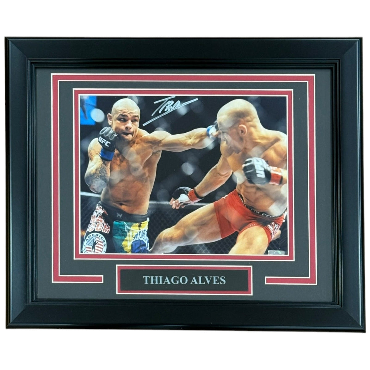 Thiago Alves Autographed MMA UFC Deluxe Framed 8x10 Photo