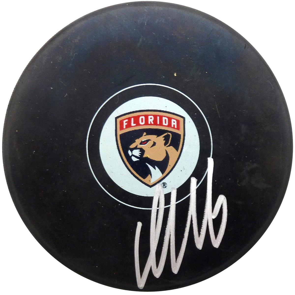 Aleksander Barkov Autographed Florida Panthers Hockey Puck - JSA
