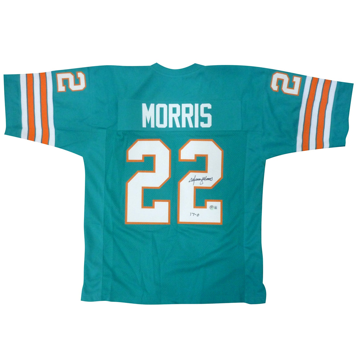 Mercury Morris Autographed Miami Dolphins (Teal #22) Custom Jersey - Beckett