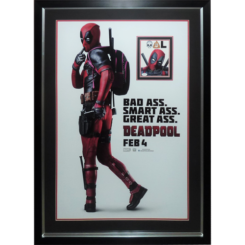 Deadpool Full-Size Movie Poster Deluxe Framed with Ryan Reynolds Autograph - JSA