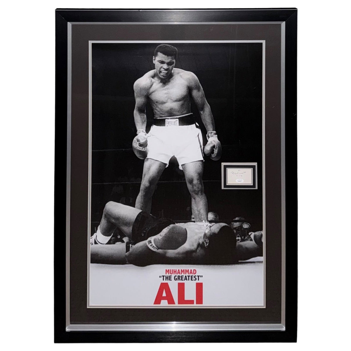 Muhammad Ali Full-Size Boxing Poster (over Liston) Deluxe Framed with Autograph - JSA