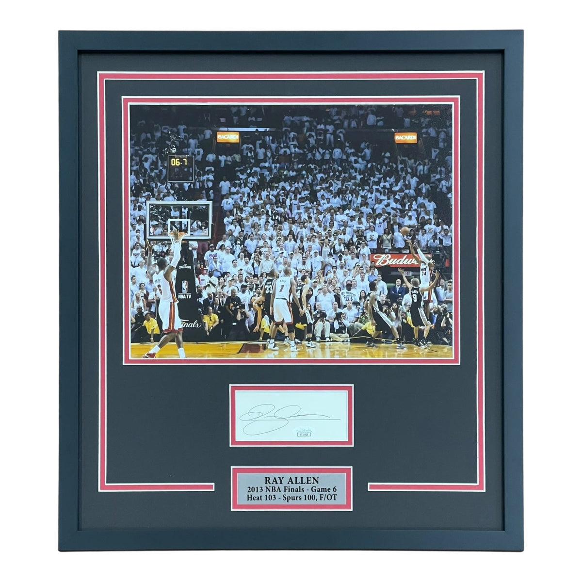 Ray Allen Autographed Miami Heat (Game-Tying Shot) Deluxe Framed 11x14 Piece - JSA