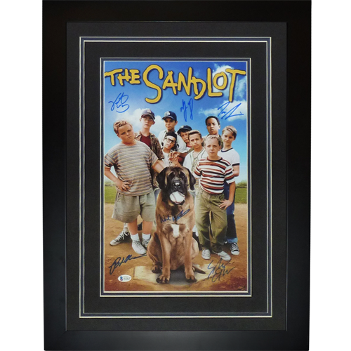The Sandlot Cast Autographed Vertical (Dog at Home Plate) Deluxe Framed 11x14 Movie Poster - 6 signatures - Beckett