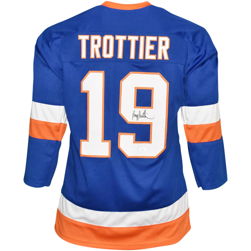 Bryan Trottier Autographed New York (Blue #19) Custom Jersey - JSA