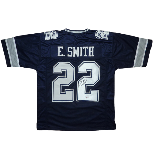 Emmitt Smith Autographed Dallas Cowboys (Blue #22) Jersey - Beckett