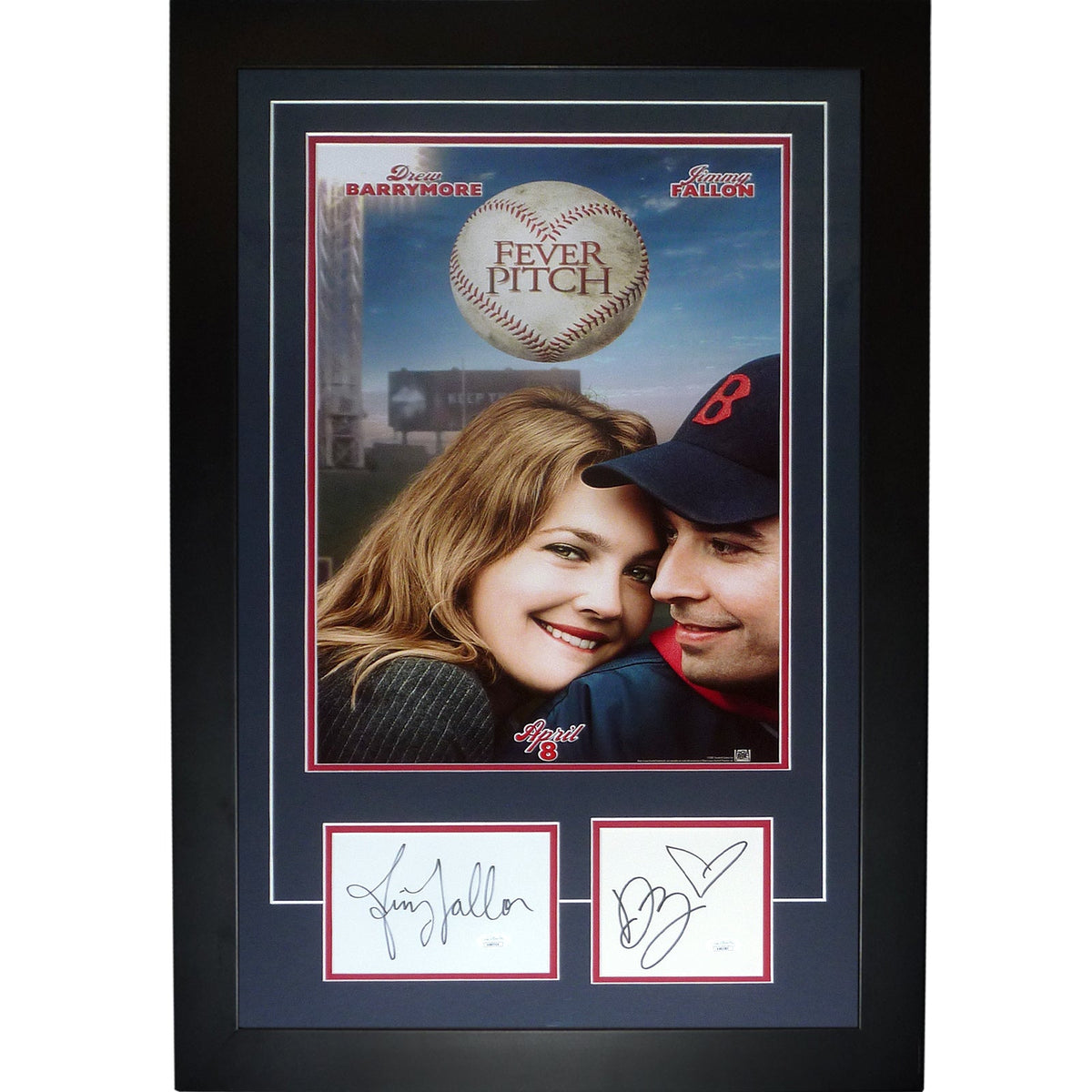 Fever Pitch 11x17 Movie Poster Deluxe Framed with Drew Barrymore And Jimmy Fallon Autographs - JSA