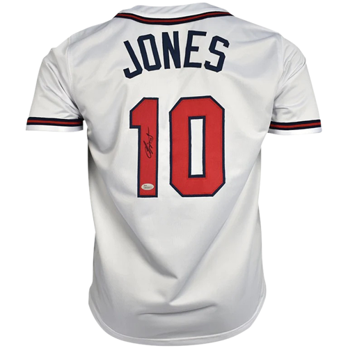Chipper Jones Autographed Atlanta (White #10) Custom Jersey - JSA
