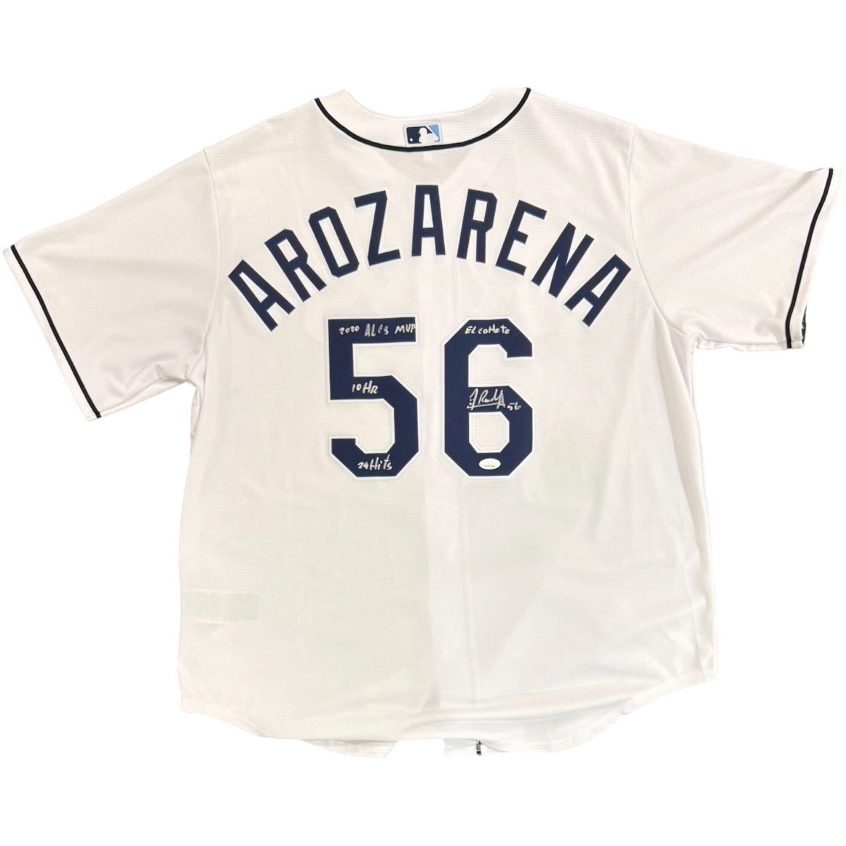 Randy Arozarena Autographed Tampa Bay Rays (White #56) Nike Jersey with Multiple Inscriptions - JSA