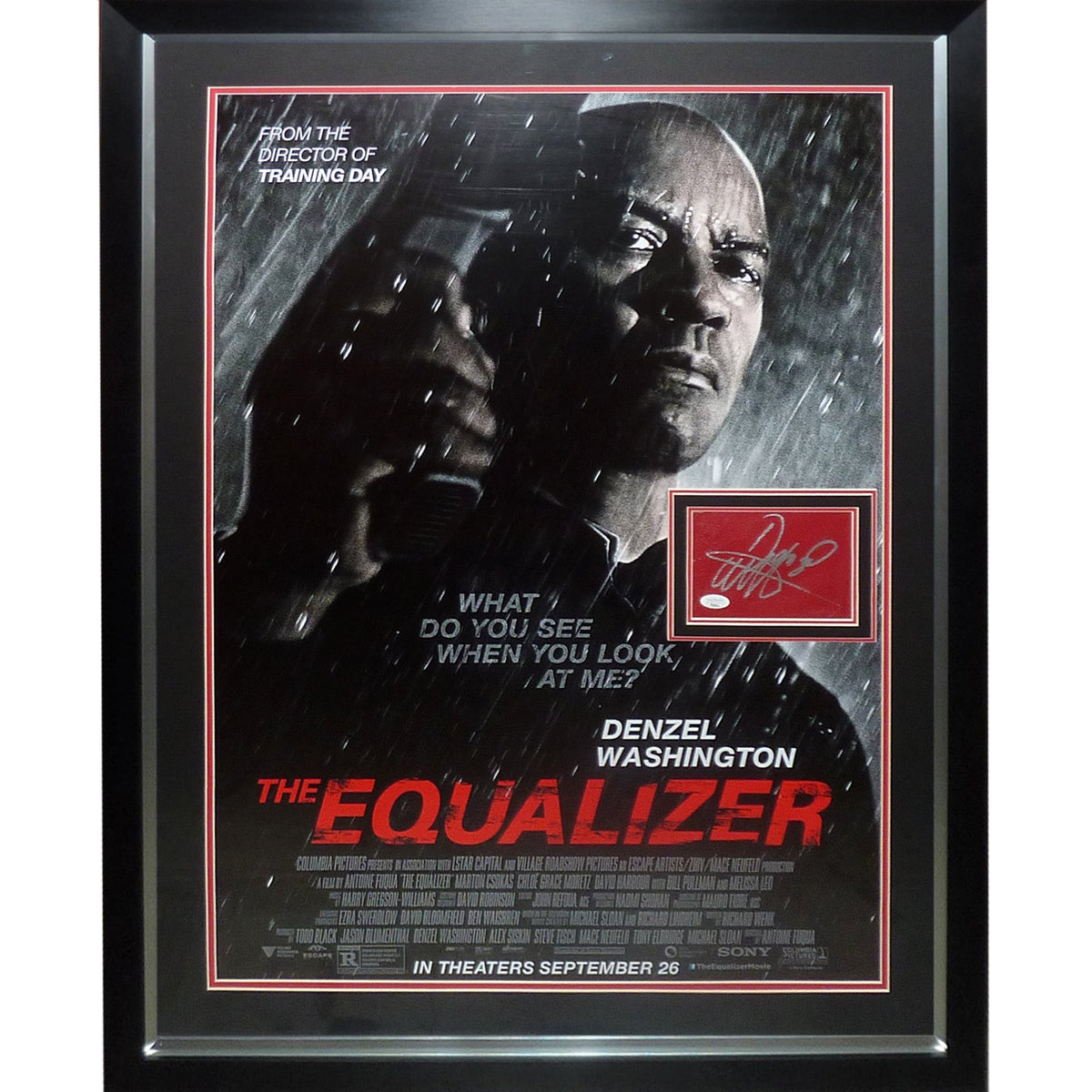 The Equalizer Full-Size Movie Poster Deluxe Framed with Denzel Washington Autograph - JSA